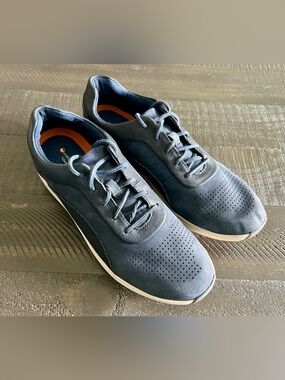 Clarks Unstructured Navy Leather Walking Sneakers Quiet Luxury Comfort Shoes 11